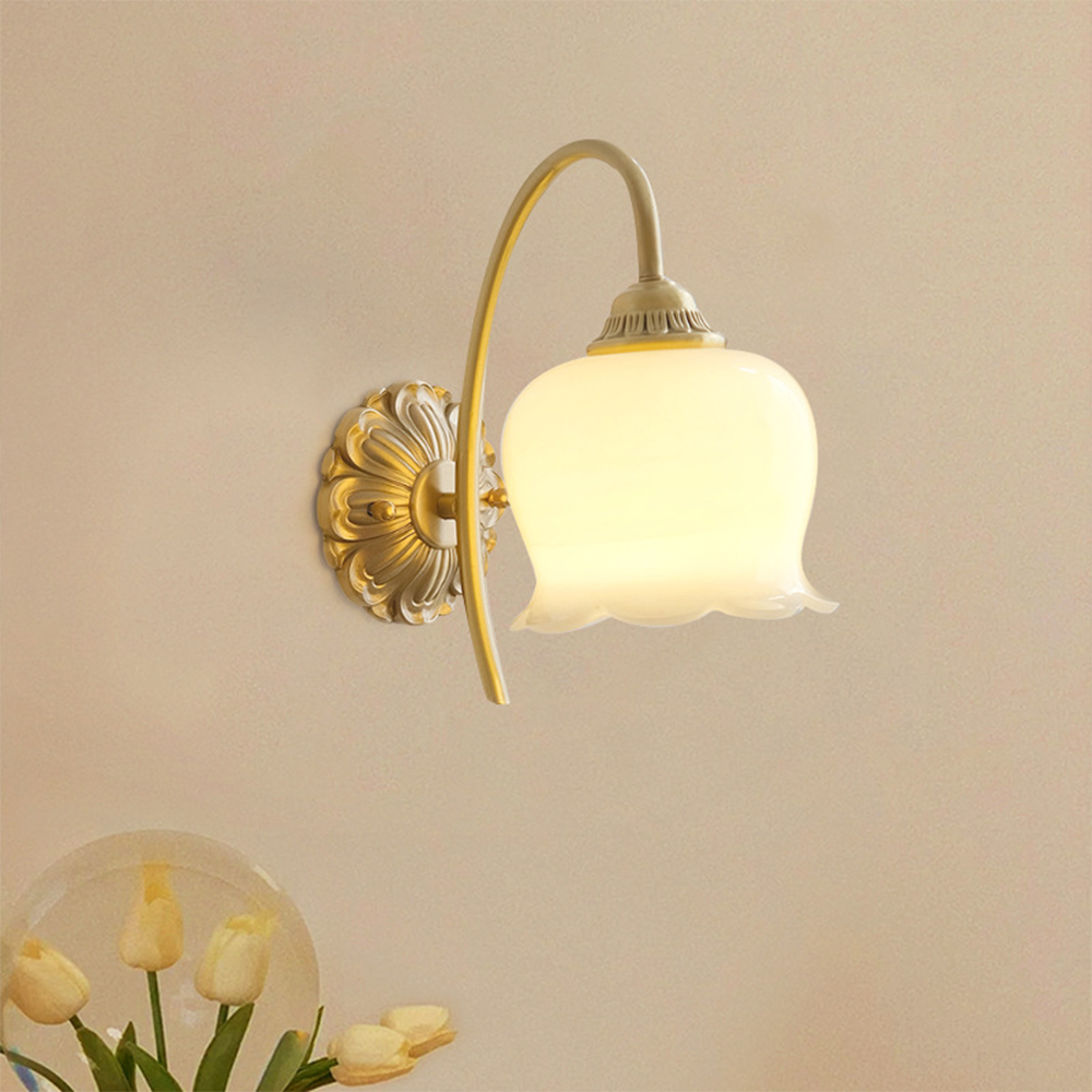 French Cream Small Glass Wall Lights